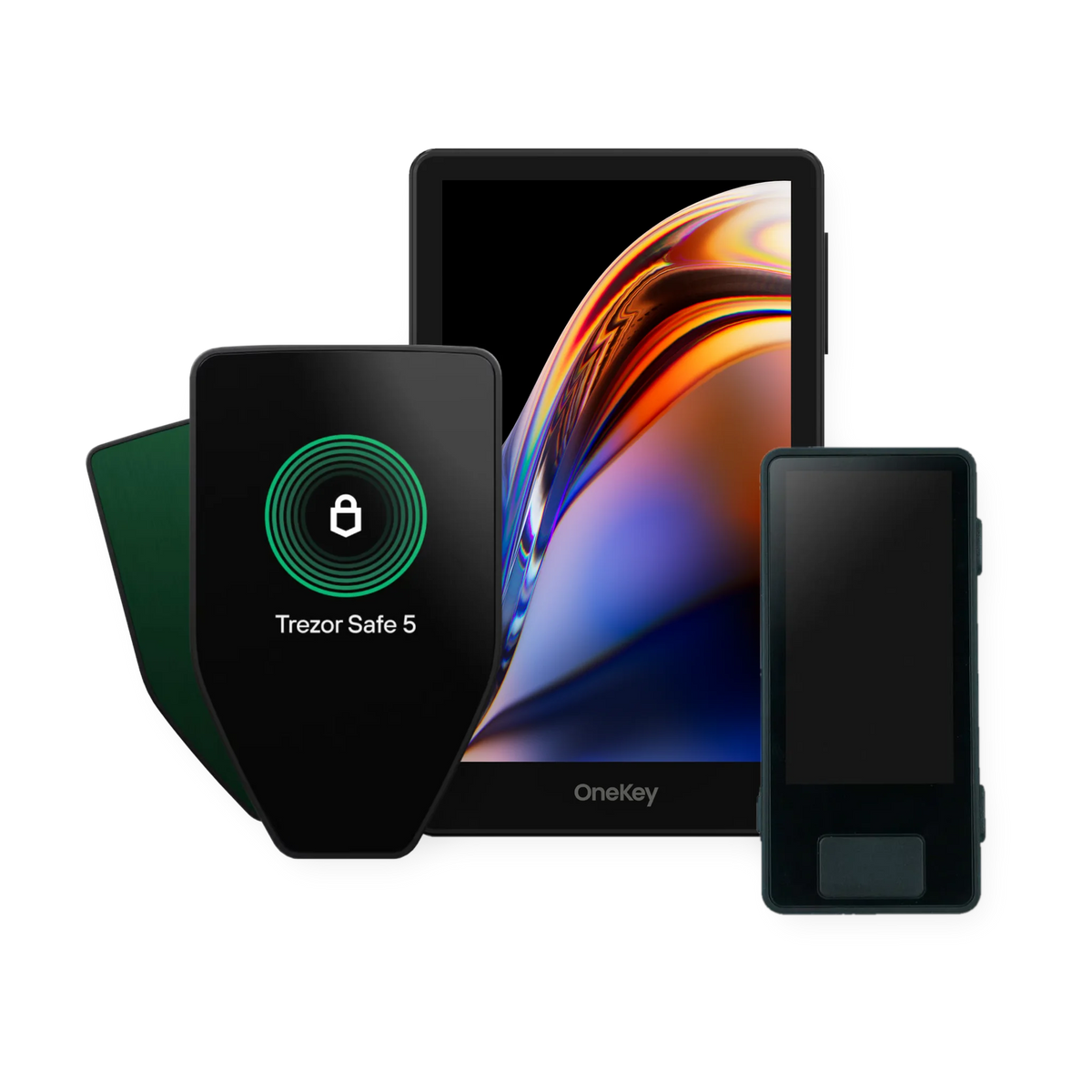 Multisig Advance Set: Trezor Safe 5 in Green Beryl, Blockstream Jade Core and OneKey Pro hardware wallets