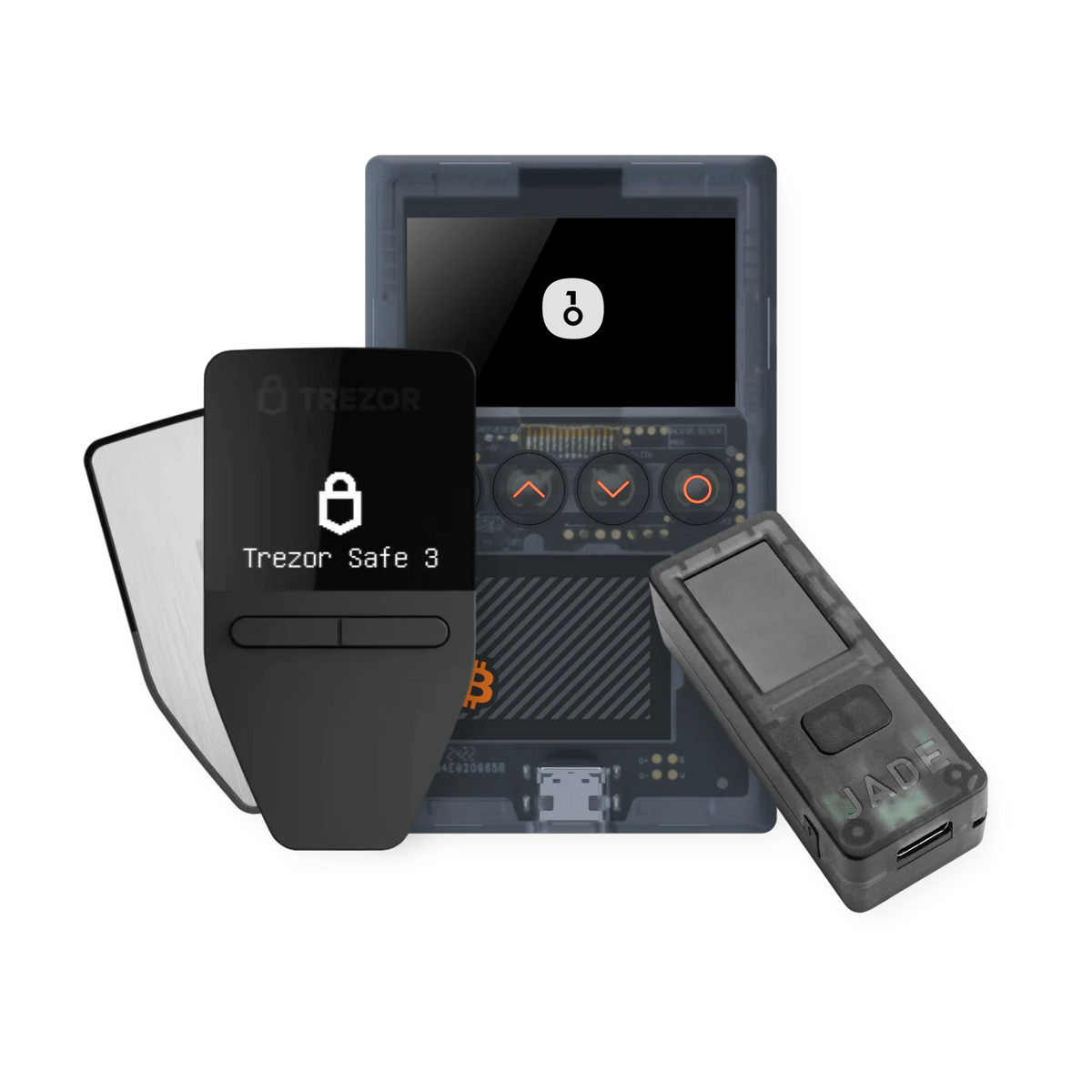 Multisig starter bundle: Trezor Safe 3 in Stellar Silver, Blockstream Jade Classic and OneKey Classic 1S Pure Bitcoin-only