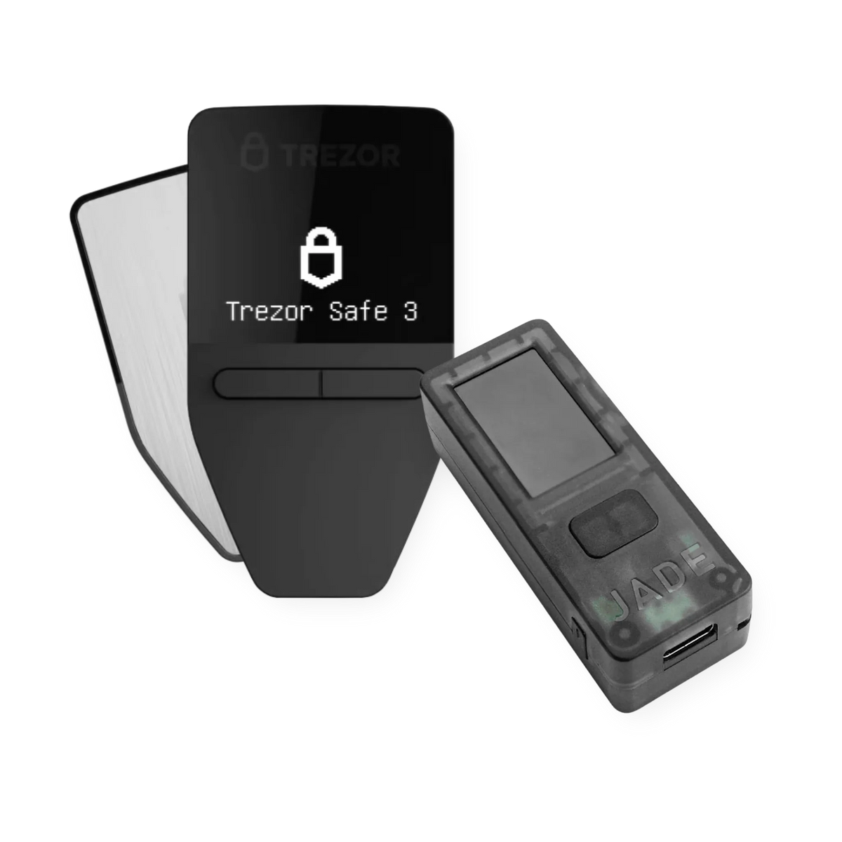 Multisig add-on set: Trezor Safe 3 in Stellar Silver and Blockstream Jade Classic hardware wallets