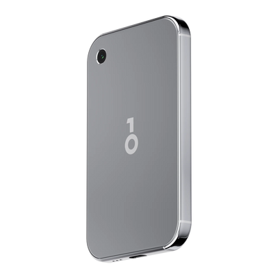 OneKey Pro 2 hardware wallet in silver, angled back view showing the camera and OneKey logo