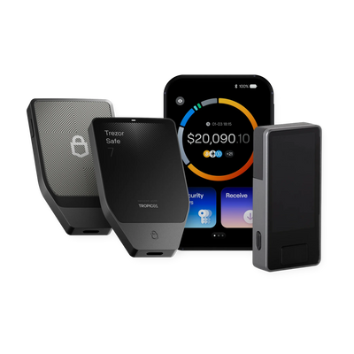 Multisig Ultimate Set: Trezor Safe 7 in Charcoal Black, Blockstream Jade Plus and OneKey Pro 2 hardware wallets